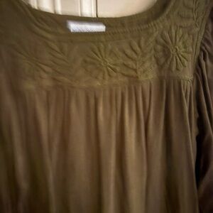 Chic Olive Green Floral Blouse